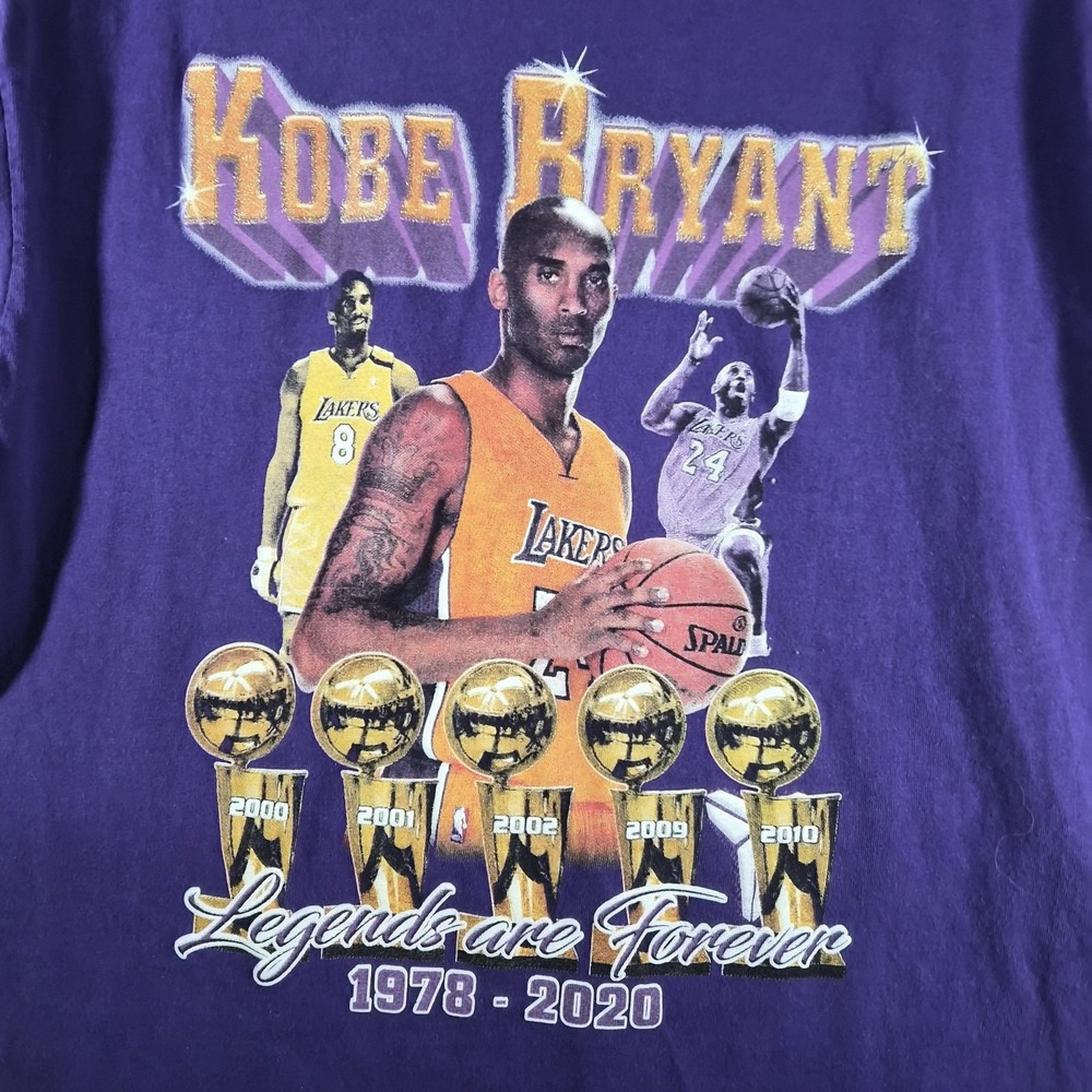 Kobe Bryant Memorial T-Shirt Legends Are Forever 1978–2020 Lakers Purple Size L - Picture 3 of 7